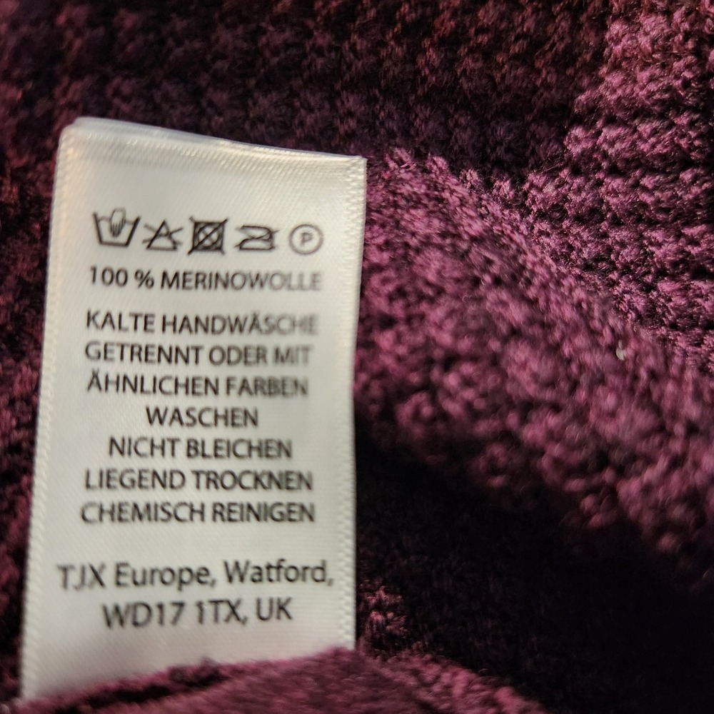 Cynthia Rowley Sweater Purple Extrafine Merino Wool Waffle Knit Casual Large - Picture 7 of 7